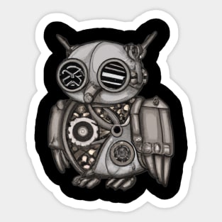 steampunk owl, cyberpunk owl, owl with armor, robo owl Sticker